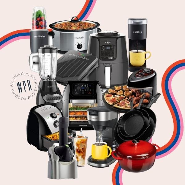 A digital photograph of KitZenShop™ Best Sellers collection, featuring a digital measuring spoon, a sliding drawer organizer, and a portable USB blender.