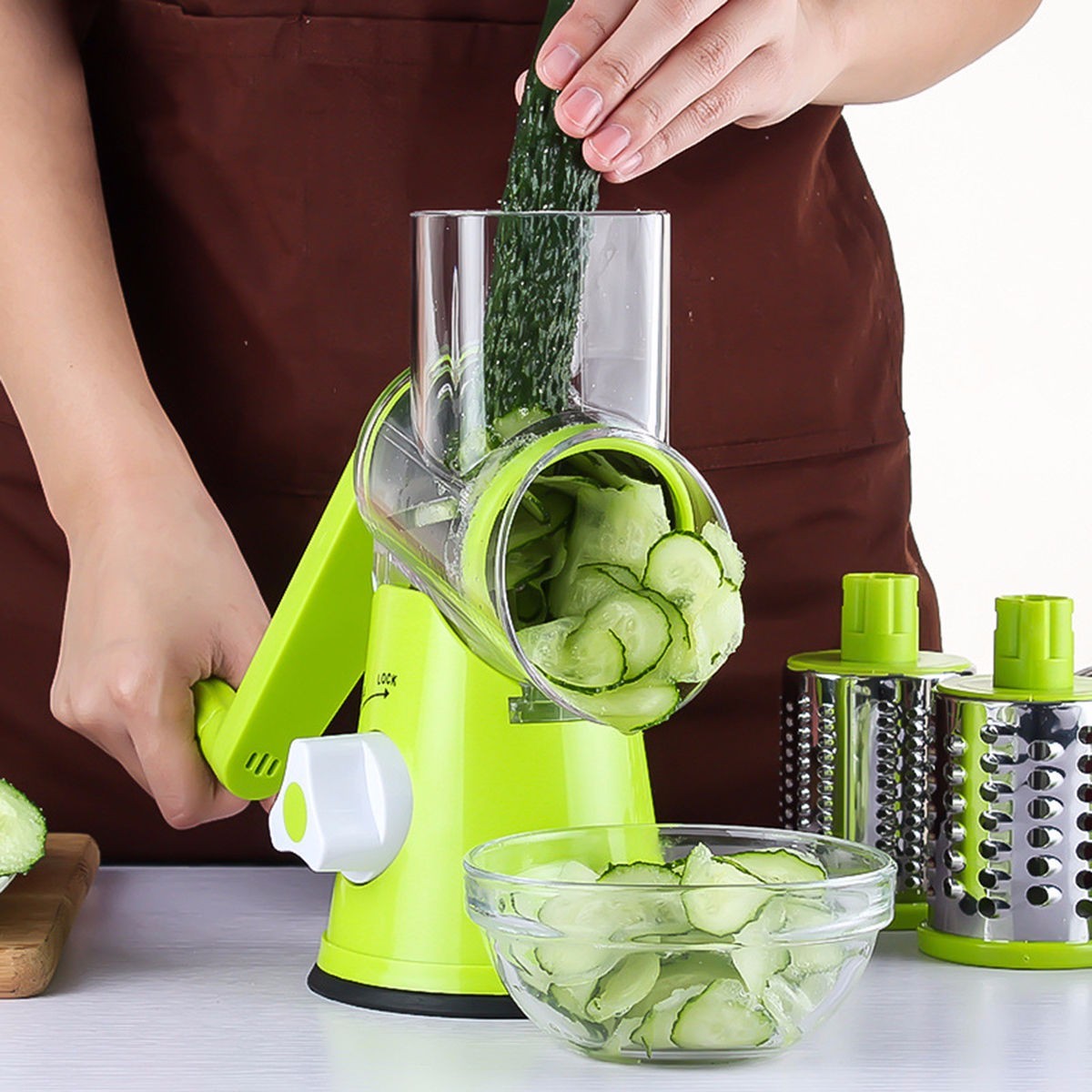 KitZenShop™ Round Mandoline Slicer – Râpe et coupe légumes polyvalente