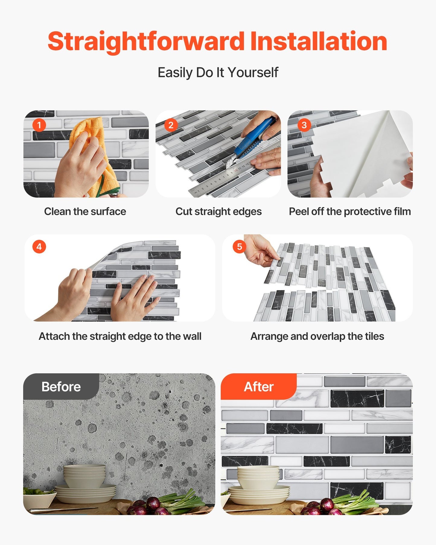 KitZenShop™ 10Pcs Peel And Stick Backsplash