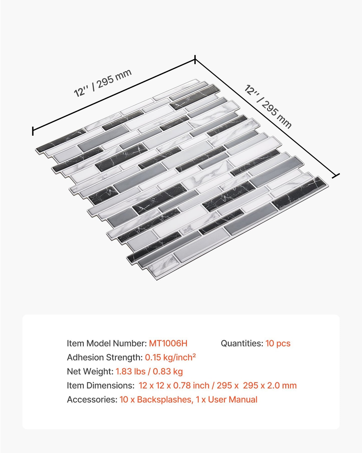 KitZenShop™ 10Pcs Peel And Stick Backsplash
