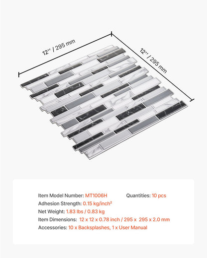 KitZenShop™ 10Pcs Peel And Stick Backsplash