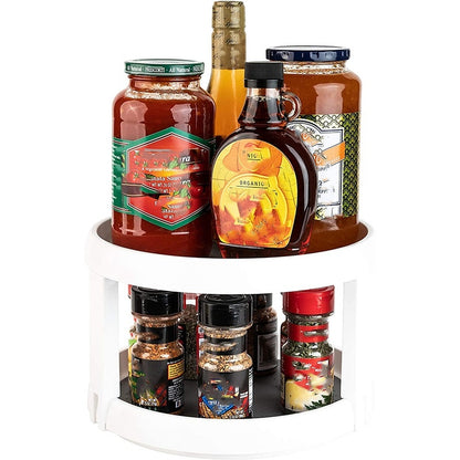 KitZenShop™ 2-Tier Lazy Susan Rotating Spice Rack Organizer – Smart Kitchen Storage Solution