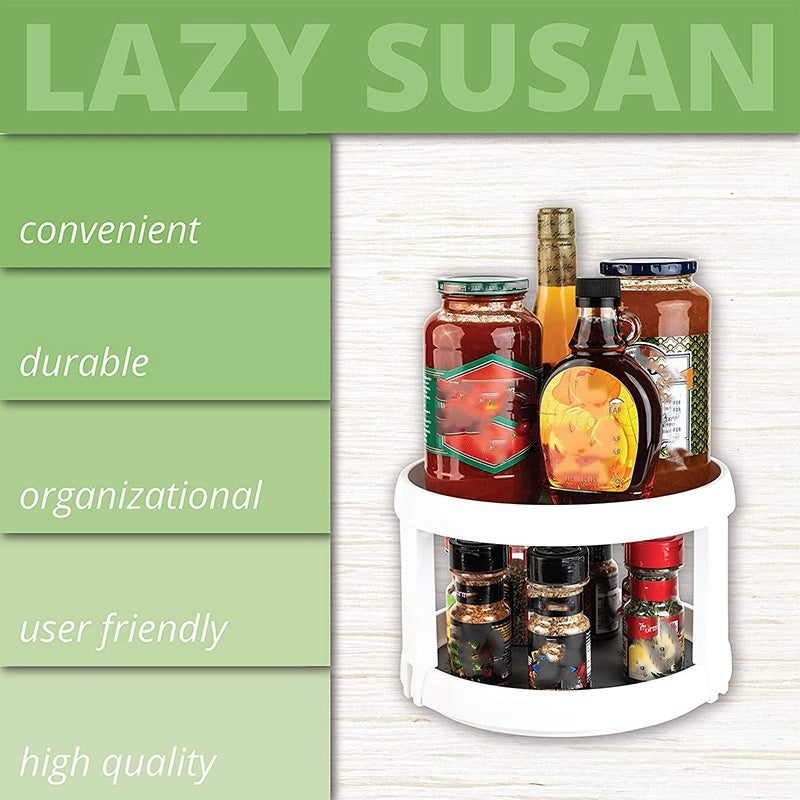 KitZenShop™ 2-Tier Lazy Susan Rotating Spice Rack Organizer – Smart Kitchen Storage Solution