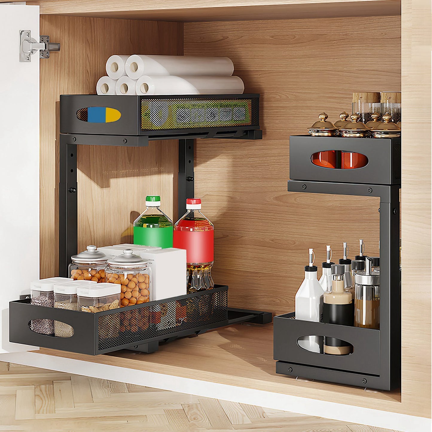 KitZenShop™ 2-Tier Sliding Drawer Organizer — Adjustable Under Sink