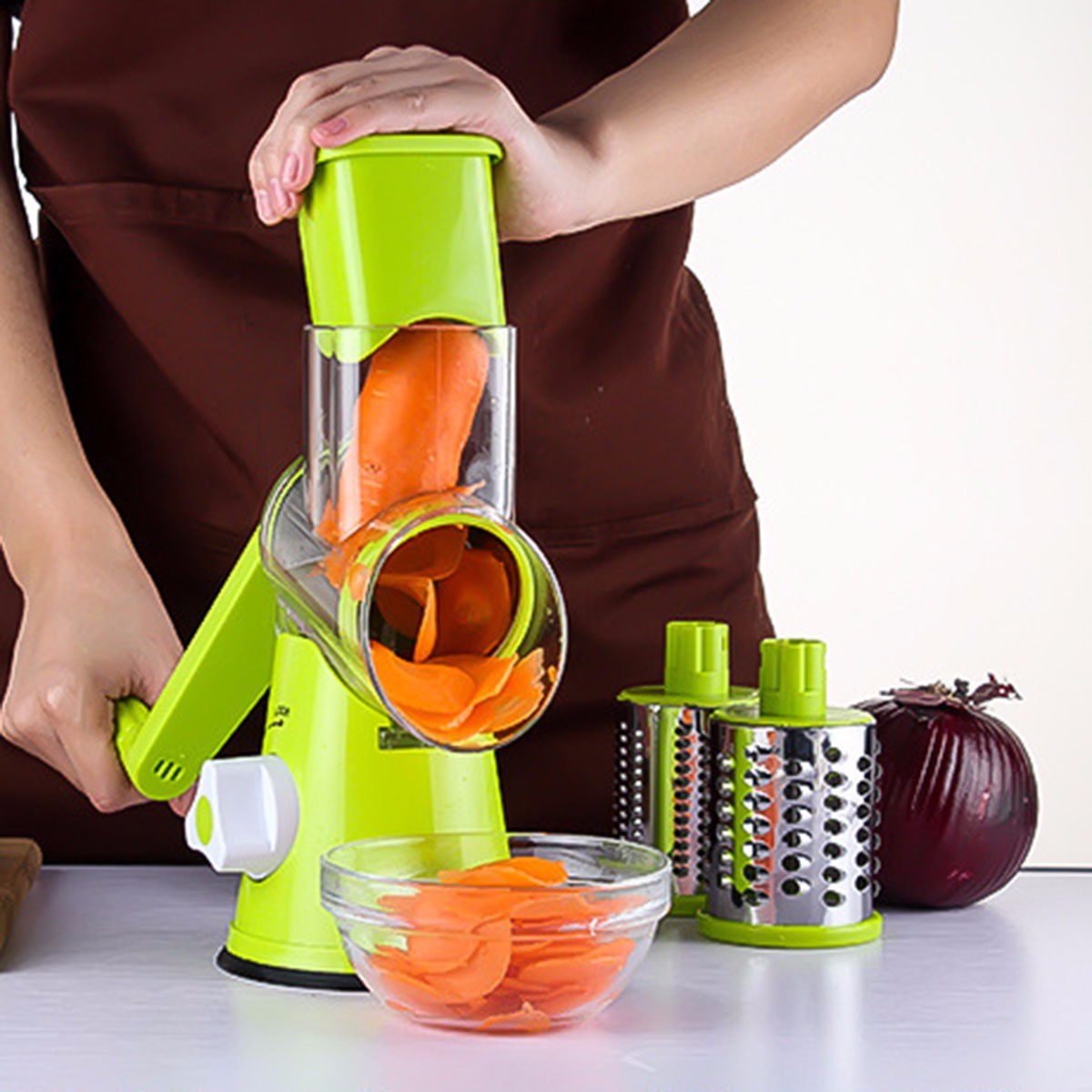 KitZenShop™ Round Mandoline Slicer – Râpe et coupe légumes polyvalente